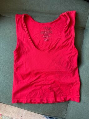 Free People Bright Red Scoop Neck Tank